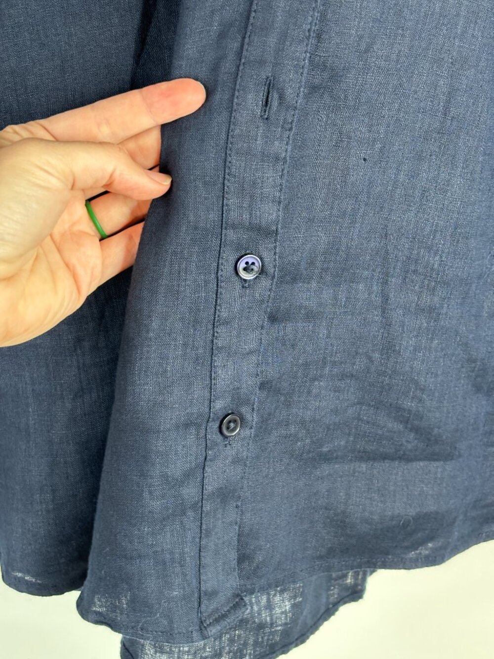 Chico's Linen Embroidered Blouse 3 XL Button Down Collared Beaded Balloon Sleeve - Picture 6 of 12
